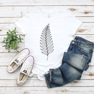 Minimalist Fern Leaf Botanical Line Art T-Shirt