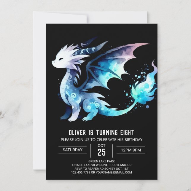 Minimalist Ferocious Dragon Birthday Invitation (Front)