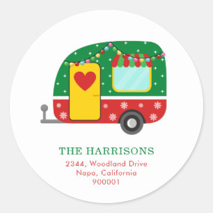 Minimalist Festive Caravan Return Address Label 