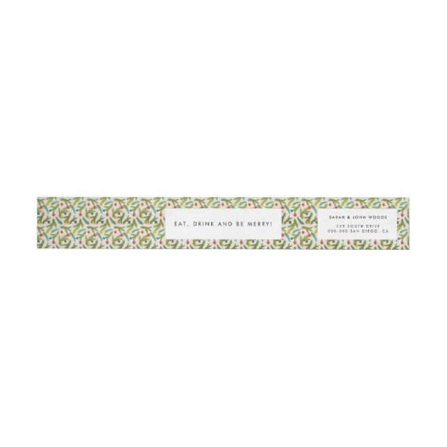 Minimalist festive Christmas pattern Wrap Around Label (Individual)