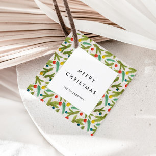 Minimalist Festive Pattern Merry Christmas Favour Tags
