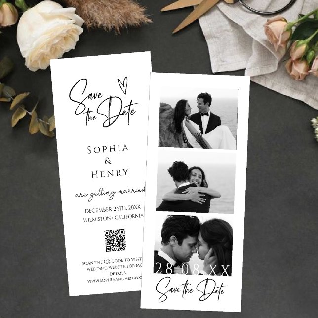 Minimalist Film Strip Photo Booth Save The Date  (Creator Uploaded)