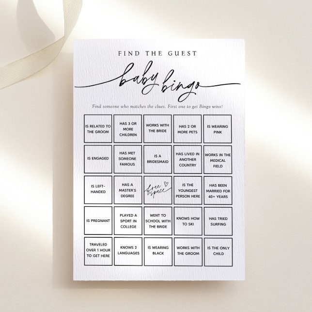 Minimalist Find the Guest Baby Bingo Game Card (Creator Uploaded)