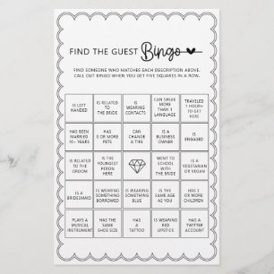 Minimalist find the guest bingo bridal shower game flyer