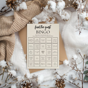 Minimalist Find The Guest Bridal Bingo Game Card