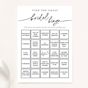 Minimalist Find the Guest Bridal Bingo Game Card