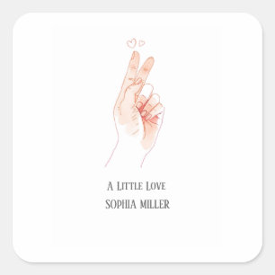Minimalist Finger Heart Baby Shower Sticker