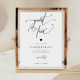 Minimalist Fingerprint Wedding Guest Tree Sign