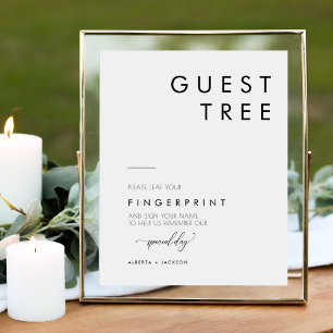 Minimalist Fingerprint Wedding Guest Tree Sign