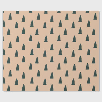 Minimalist fir tree pattern with beige background wrapping paper