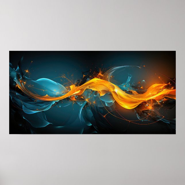 Minimalist Fire Water Energy Modern Art Poster (Front)