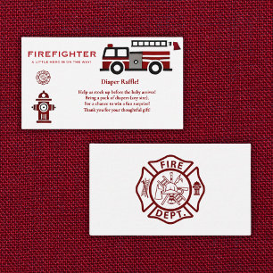 Minimalist Firefighter "Little Hero" Baby Shower Enclosure Card