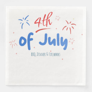 Minimalist Fireworks with 4th of July Text Napkin