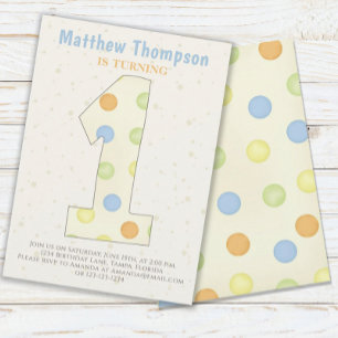 Minimalist First Birthday Gender Neutral Cute Dots Invitation