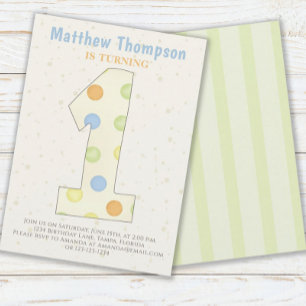 Minimalist First Birthday Gender Neutral Cute Dots Invitation