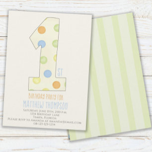Minimalist First Birthday Gender Neutral Cute Invitation
