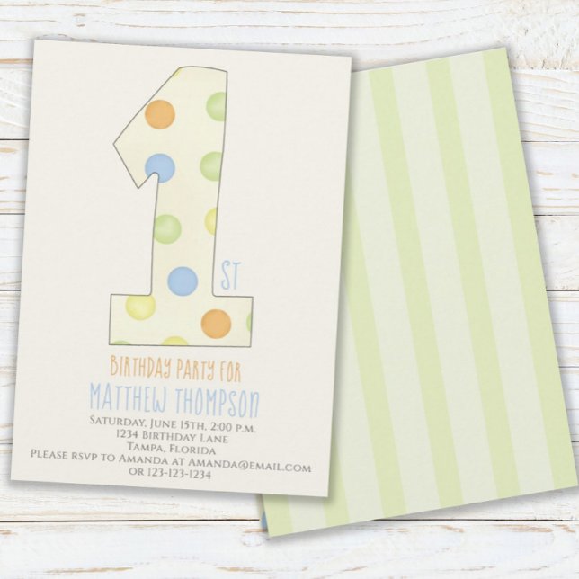 Minimalist First Birthday Gender Neutral Cute Invitation (Creator Uploaded)