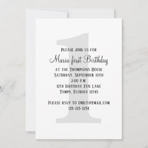 Minimalist First Birthday Gender Neutral Invitation