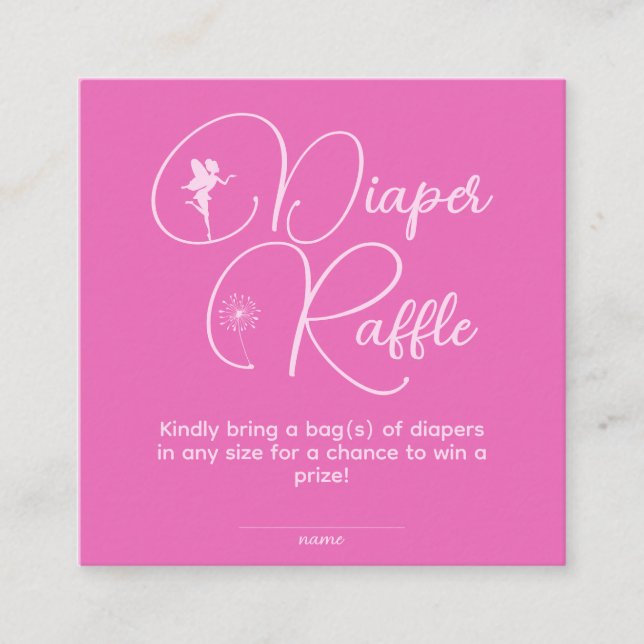 Minimalist First Birthday Girl Fairy Diaper Raffle Enclosure Card (Front)