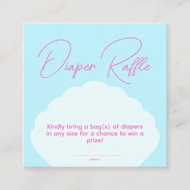 Minimalist First Birthday Girl Pink Diaper Raffle Enclosure Card (Front)