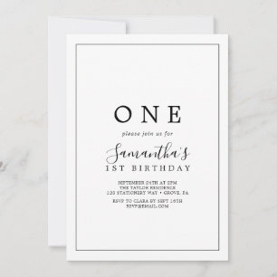 Minimalist First Birthday Party Invitation