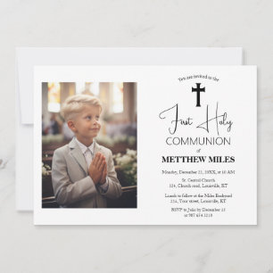 Minimalist first catholic communion invitation