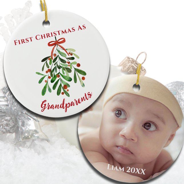Minimalist First Christmas as Grandparents Ceramic Ornament (Minimalist First Christmas as Grandparents Ceramic Ornament
)