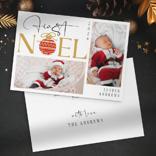 Minimalist First Christmas Baby Photo Holiday Card