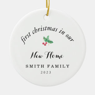 Minimalist First Christmas In Our New Home Photo  Ceramic Ornament