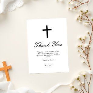 Minimalist First Communion Budget Thank You Card