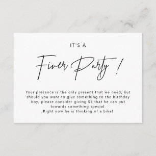 Minimalist Fiver Party Invitation Enclosure Card