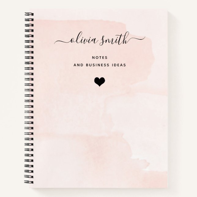 Minimalist Flair | Blush Watercolor and Script Notebook (Front)
