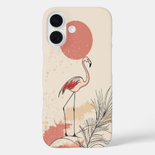 Minimalist Flamingo and Red Sun Case