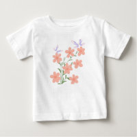 Minimalist Flat Vector Peach Flower Spray