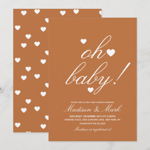 Minimalist Floating Hearts  Baby Shower Earthy Invitation