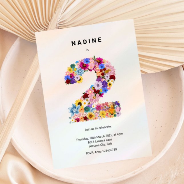 Minimalist Floral 2nd Birthday Spring Flowers Invitation (Creator Uploaded)