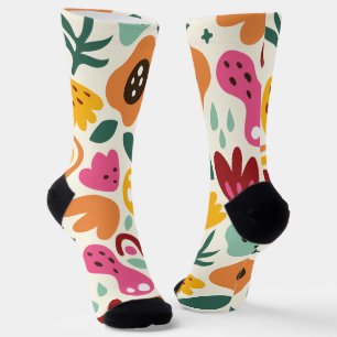 Minimalist floral abstract socks