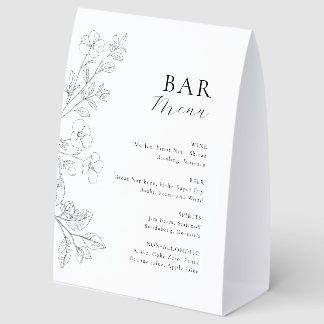Minimalist Floral Bar Drink Menu Sign