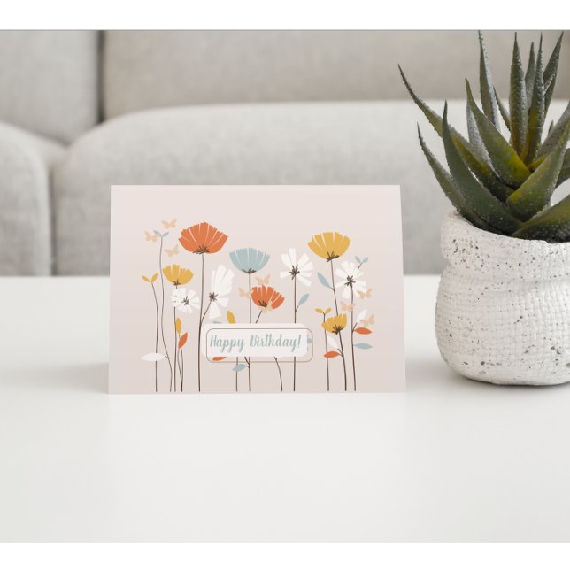 Minimalist Floral Birthday Wishes Postcard (Creator Uploaded)