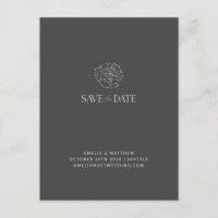 Minimalist Floral Black White Boho Save The Date
