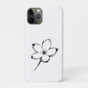Minimalist Floral Blossom Ink Brushstroke Art on iPhone 11 Pro Case