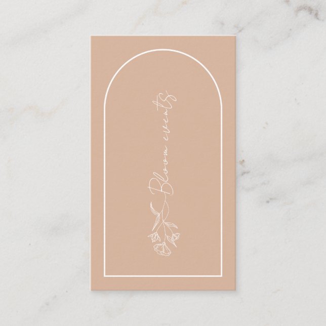 Minimalist Floral Blush Pink Arch Event Planner Business Card (Front)