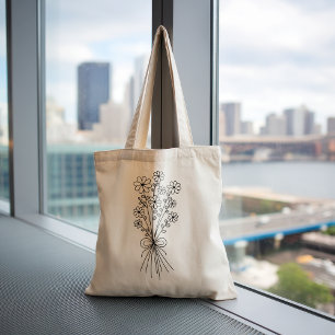 Minimalist Floral Bouquet Large Tote Bag