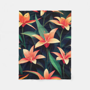 Minimalist Floral Charm Seamless Pattern Fleece Blanket