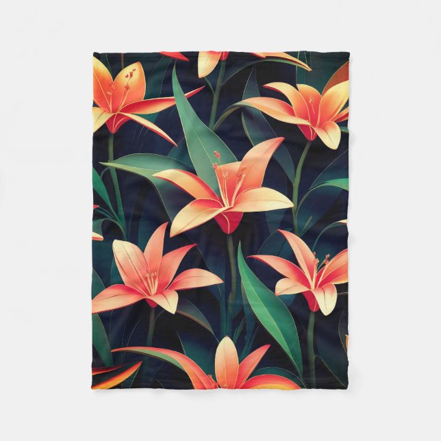 Minimalist Floral Charm Seamless Pattern Fleece Blanket (Front)