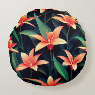 Minimalist Floral Charm Seamless Pattern Round Cushion