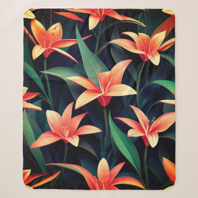 Minimalist Floral Charm Seamless Pattern Sherpa Blanket (Front)