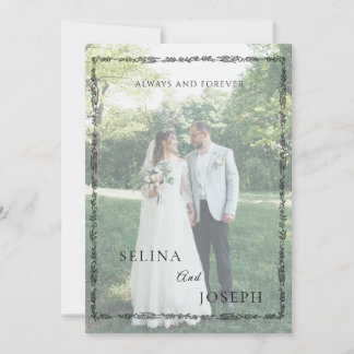 Minimalist Floral Elegant Full Photo Wedding  Invitation