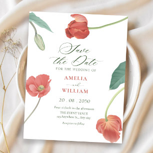 Minimalist floral elegant save the date