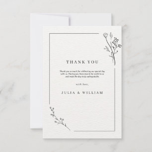 Minimalist Floral Frame Elegant Modern Wedding Thank You Card